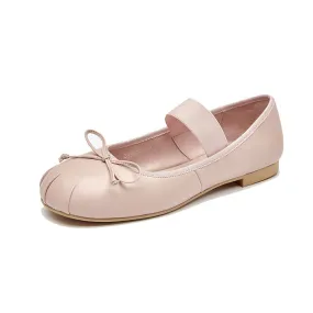 BeauToday Sheepskin Balletcore Elastic Band Shallow Ballet Flats For Women