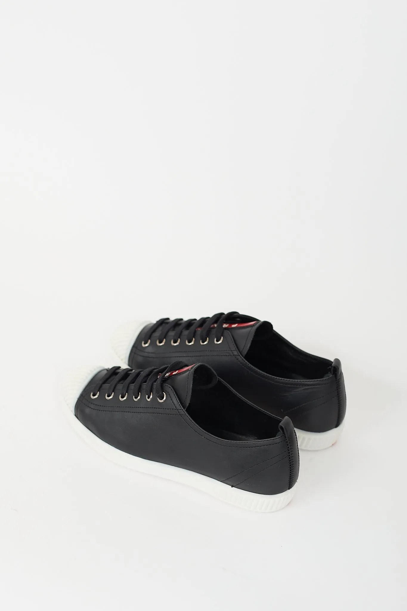 Black & White Leather Low Top Sneaker
