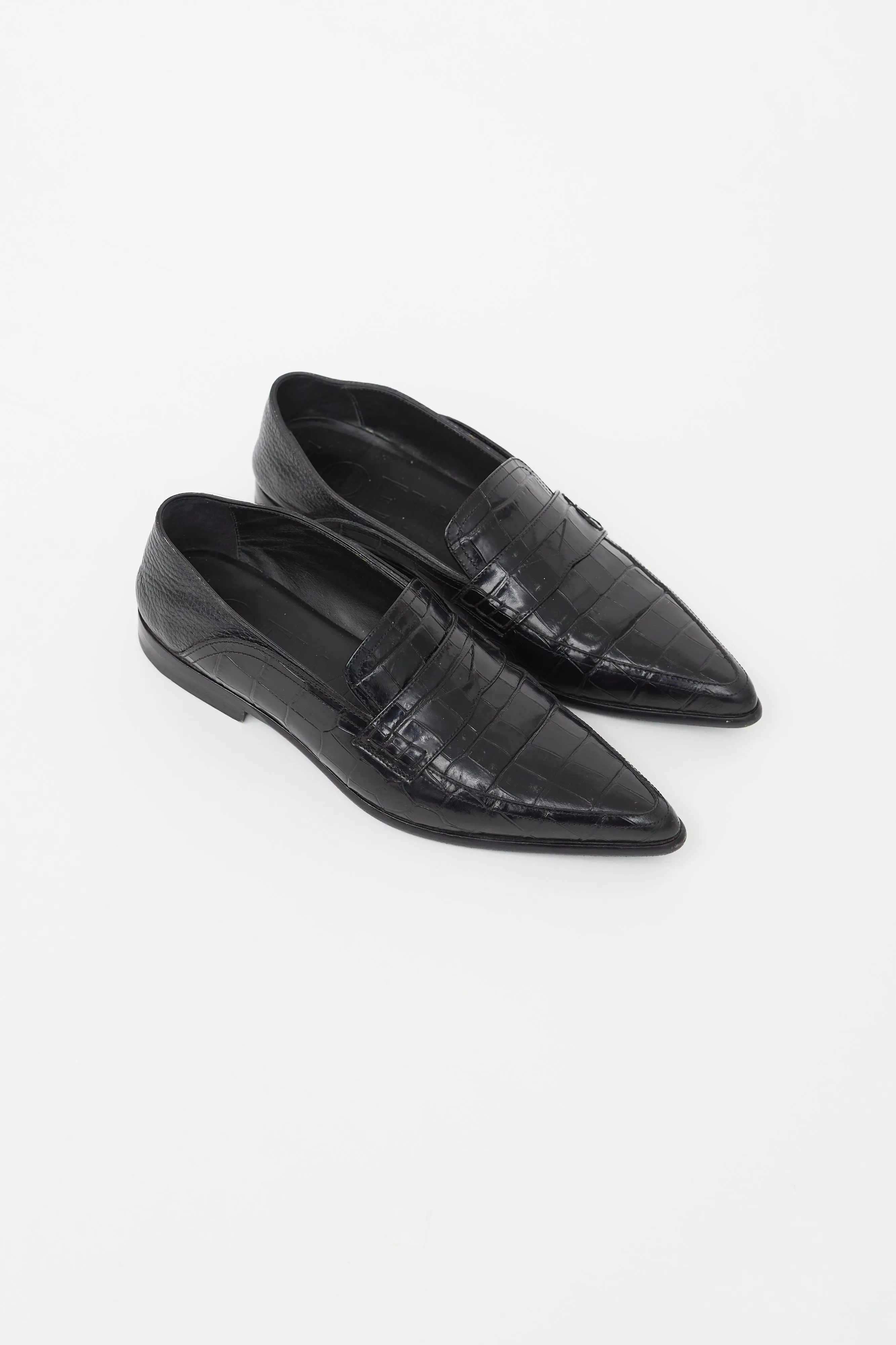 Black Embossed Leather Loafer