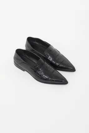 Black Embossed Leather Loafer
