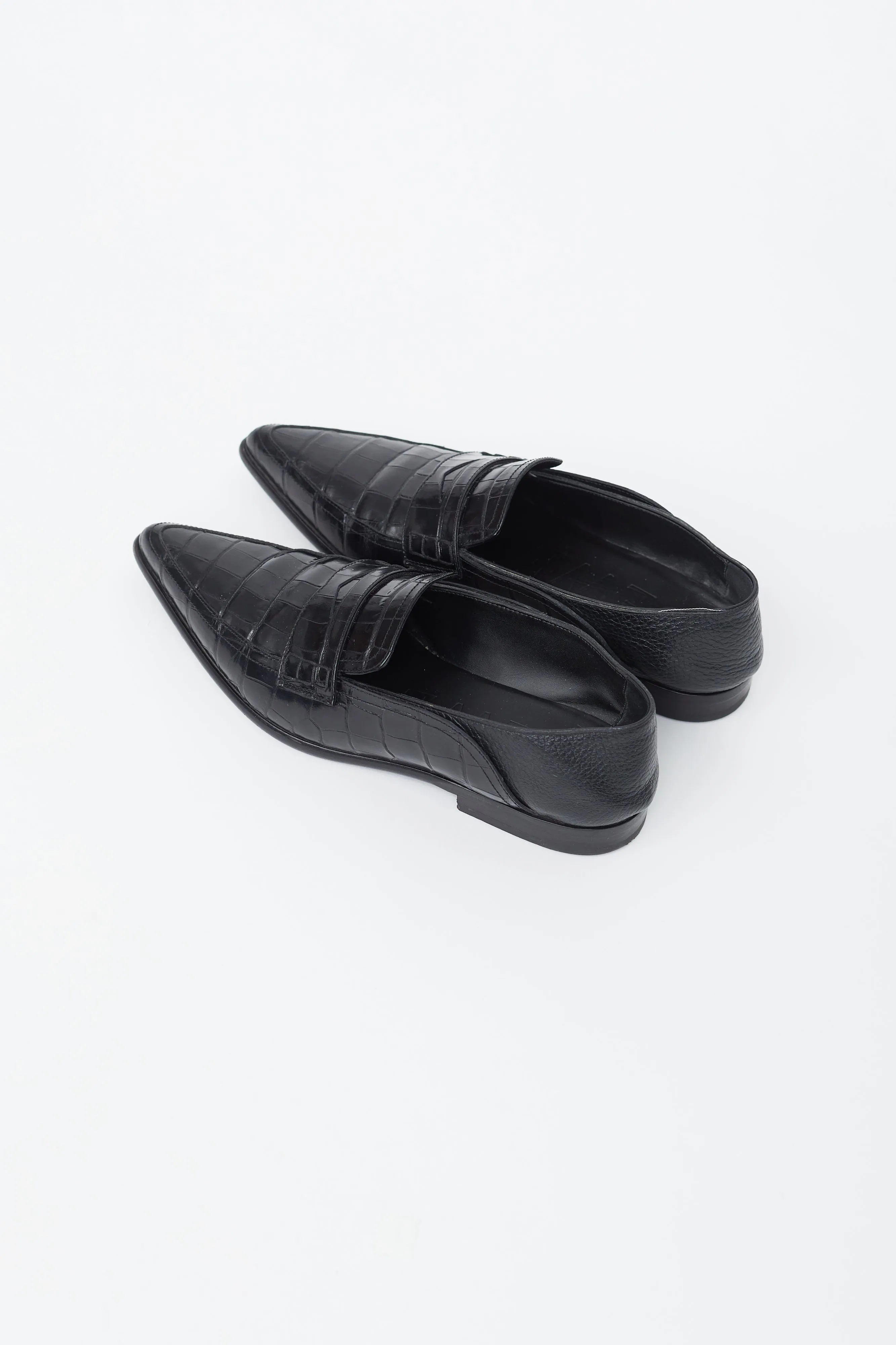Black Embossed Leather Loafer