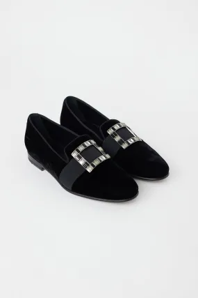 Black Velvet Eaton Buckled Loafer