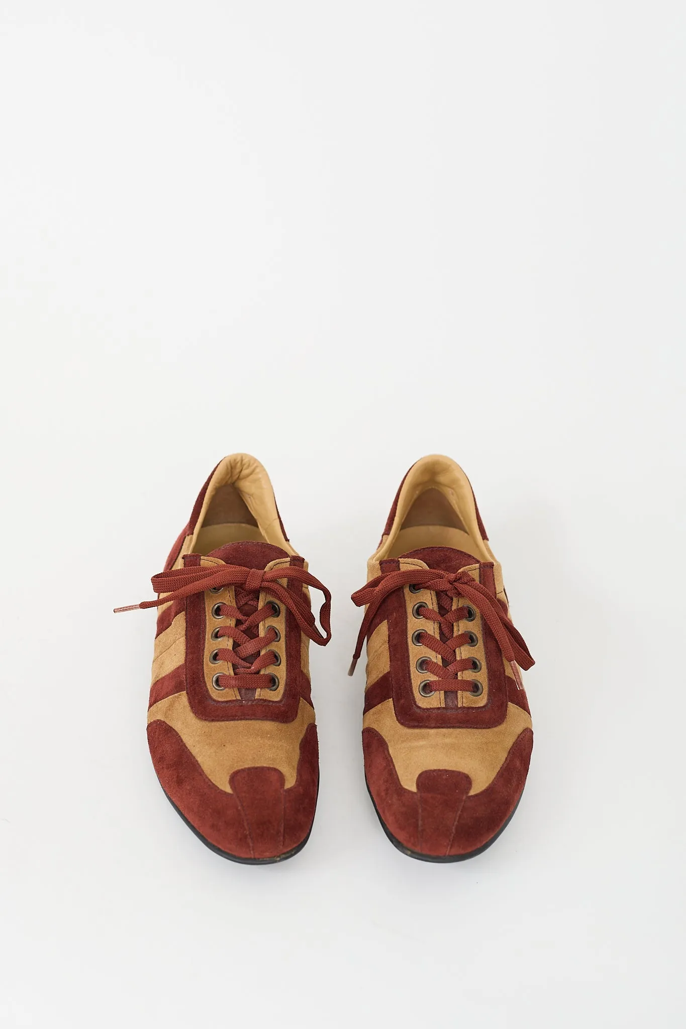Brown & Beige Suede Low Top Sneaker
