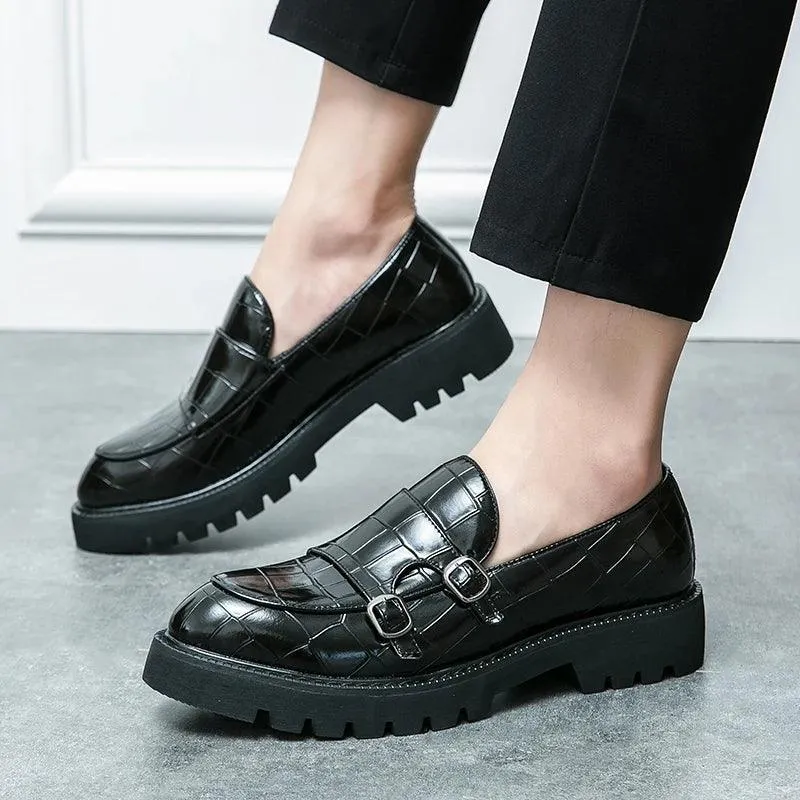 Casual Leather Monk-Strap Loafer Shoes