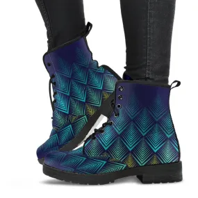 Combat Boots - 3D Pattern | Boho Shoes, Women's Boots, Vegan Leather Lace Up Boots, Handmade Lace Up Boots, Women's Boots, Custom Shoes