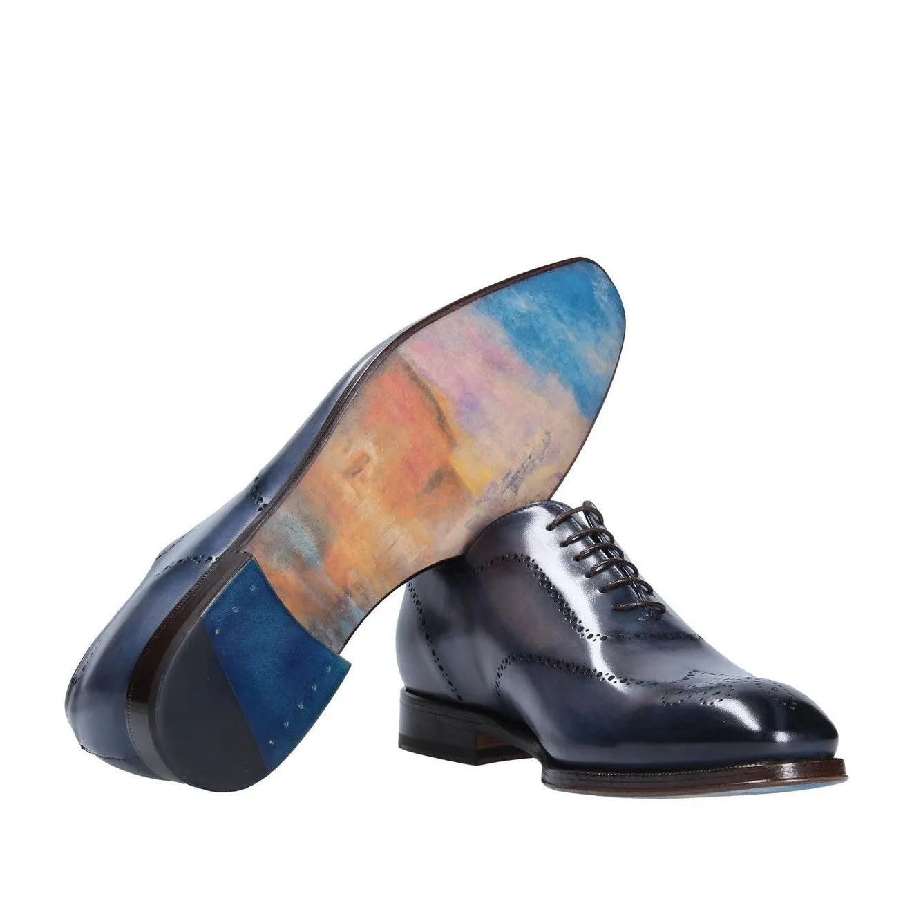 Franceschetti "Venice In Love" Men's Shoes Calf-Skin Hand-Painted Art Sole Leather Oxfords (FCCT1067)