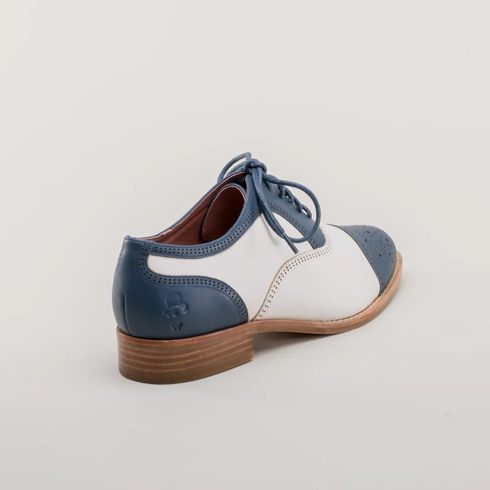 Gladys Women's Vintage Cap Toe Oxfords (Blue/White)