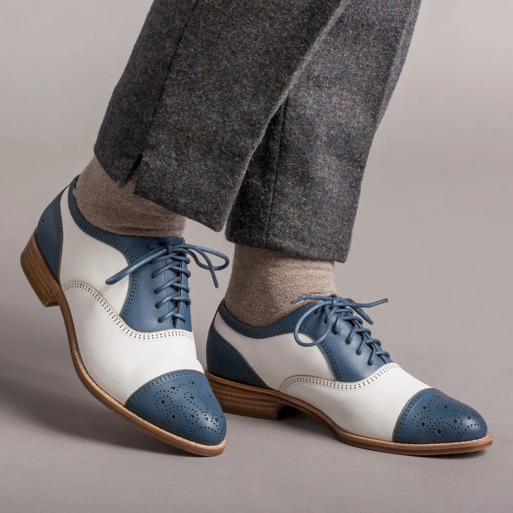Gladys Women's Vintage Cap Toe Oxfords (Blue/White)