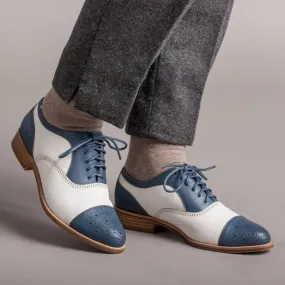 Gladys Women's Vintage Cap Toe Oxfords (Blue/White)