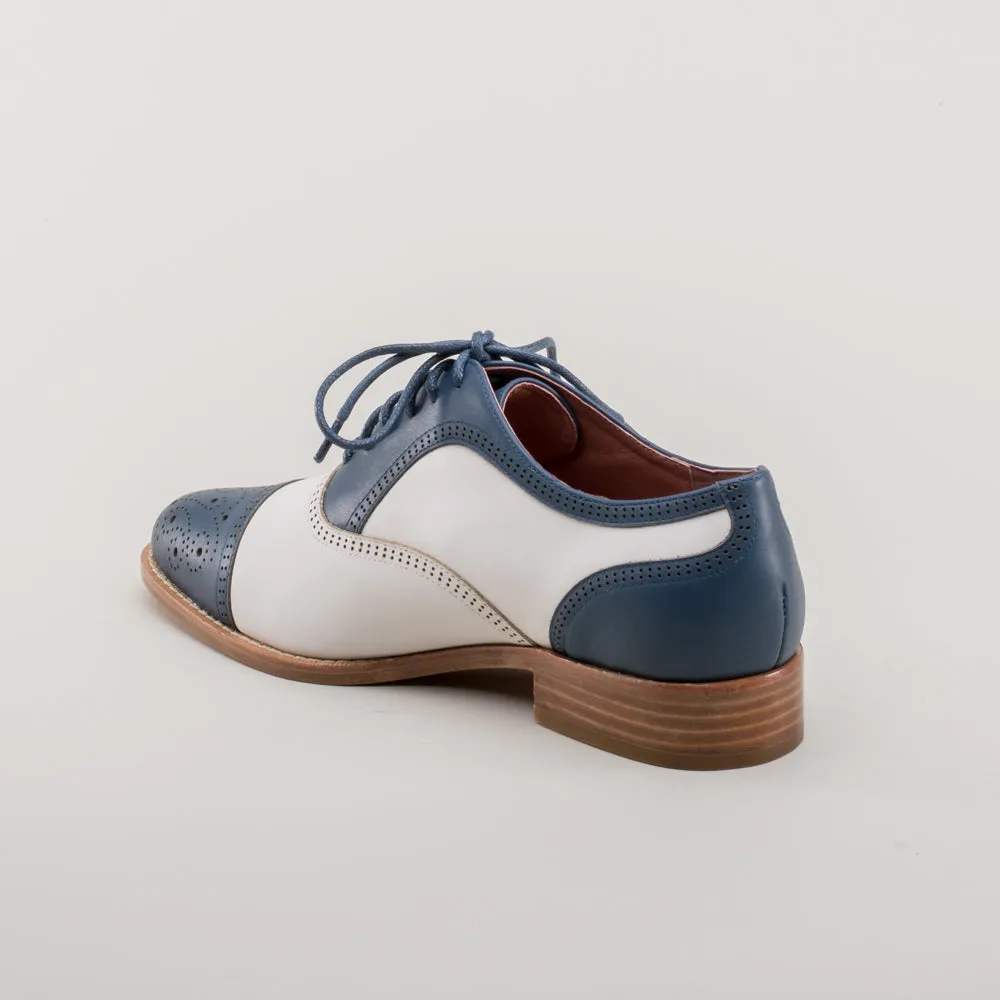 Gladys Women's Vintage Cap Toe Oxfords (Blue/White)