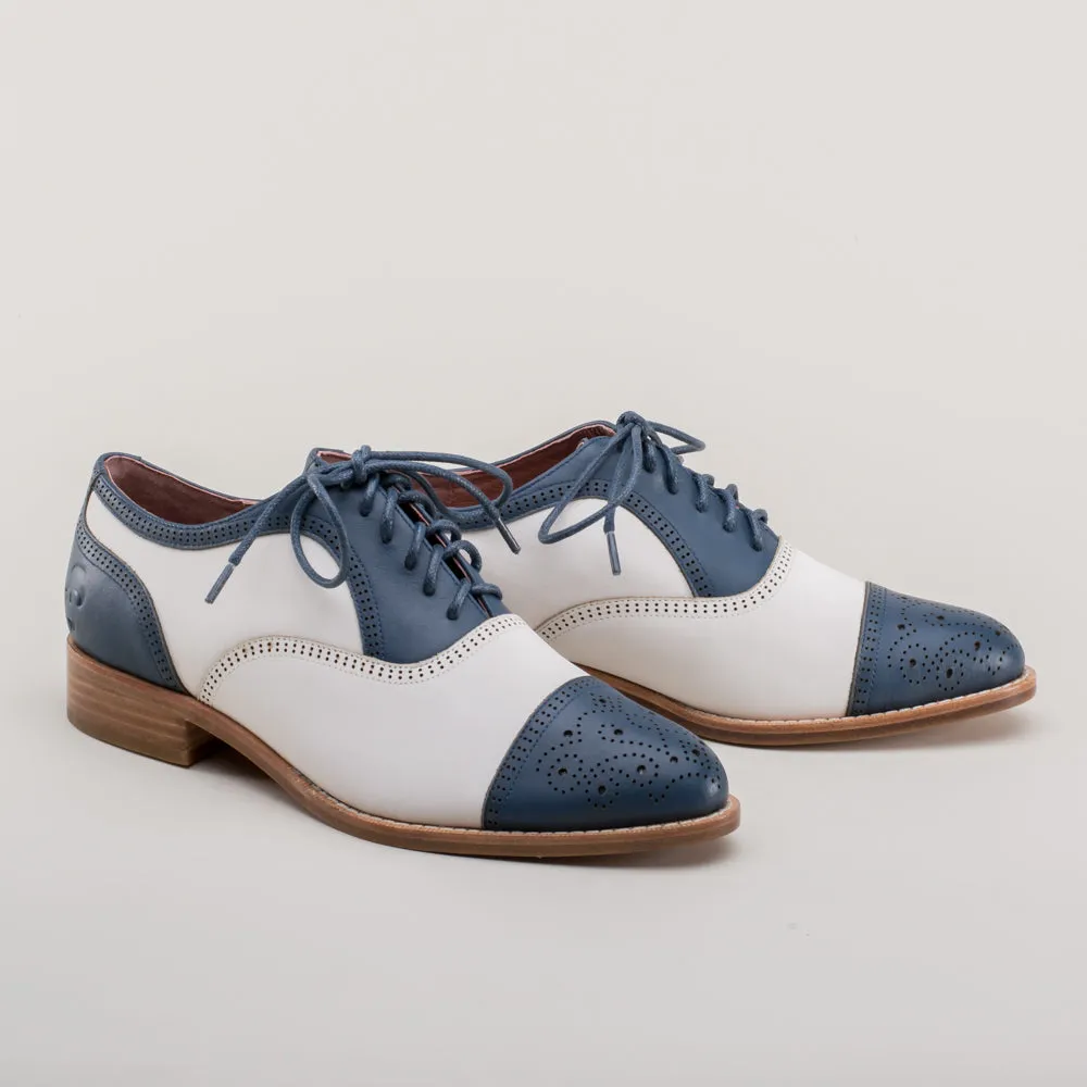 Gladys Women's Vintage Cap Toe Oxfords (Blue/White)
