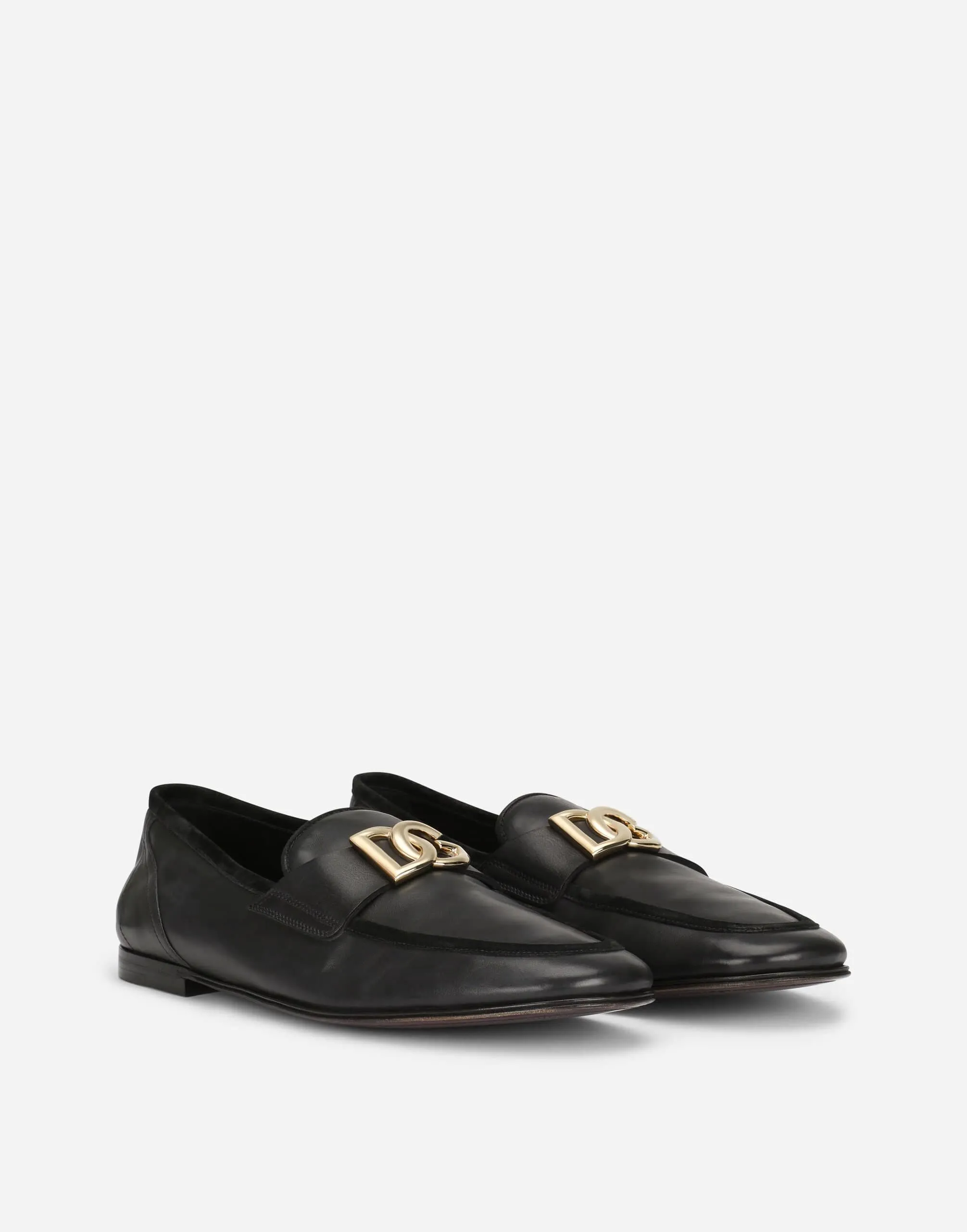 Interlocking DG-Plaque Leather Loafers