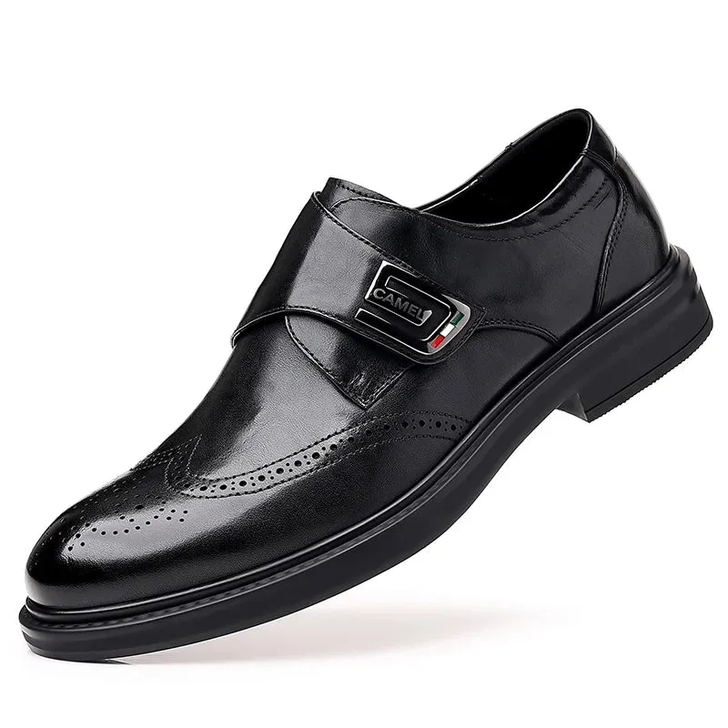 Italian High-End Leather Slip-On Loafers for Men – Business Dress Shoes, British Style, Square Toe, Formal and Casual Oxford Wedding Shoes