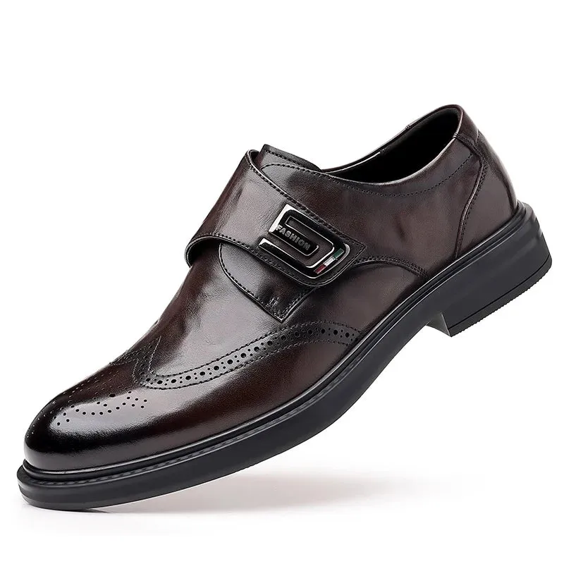 Italian High-End Leather Slip-On Loafers for Men – Business Dress Shoes, British Style, Square Toe, Formal and Casual Oxford Wedding Shoes