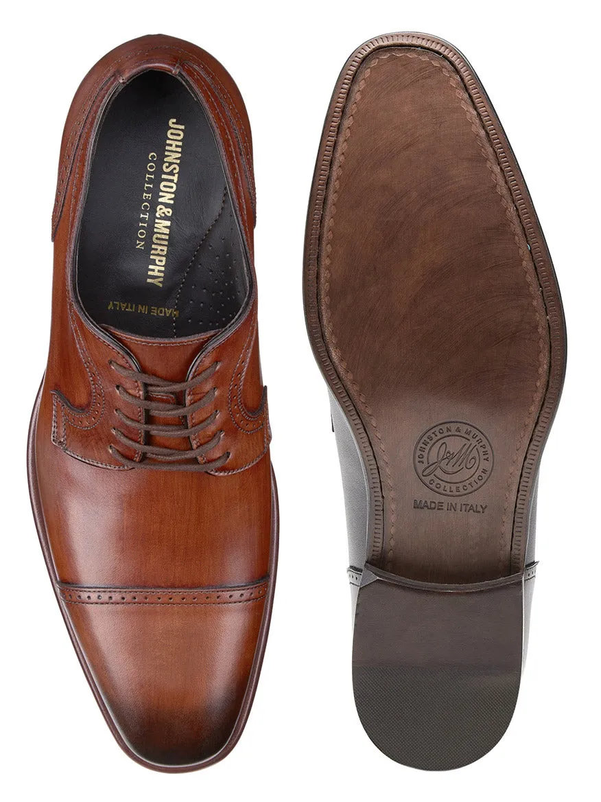 J & M Collection Cormac Cap Toe in Brown Italian Calfskin
