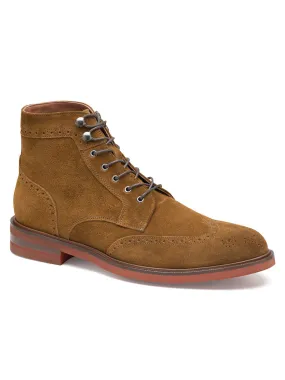J & M Collection Hartley Wingtip Boot in Snuff Italian Suede