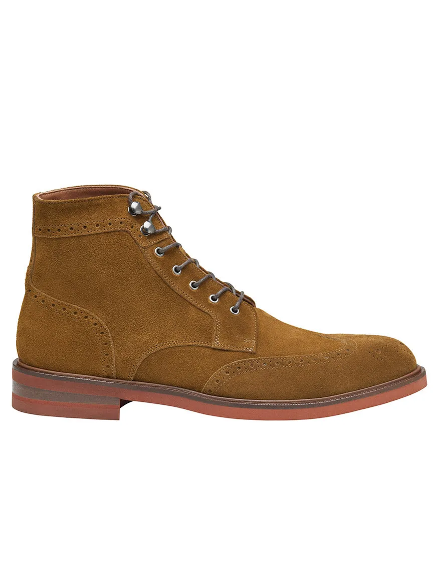 J & M Collection Hartley Wingtip Boot in Snuff Italian Suede