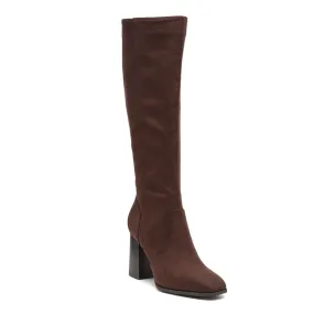 Knee High Suede Boots in Tan