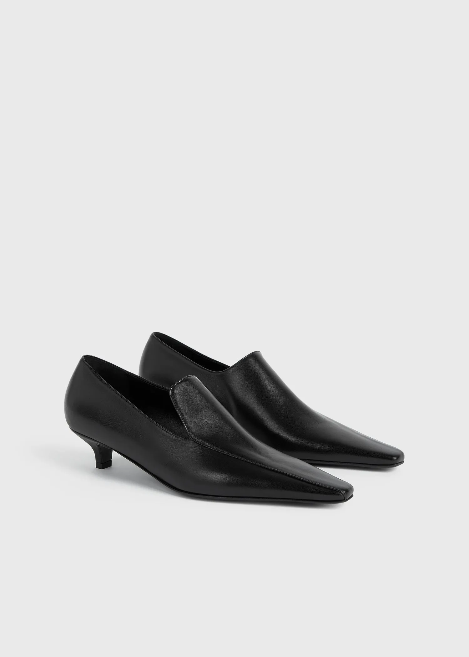 Leather kitten loafers black