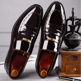 Men's Slip-On Patent Leather Loafers: Formal Polished Shoes