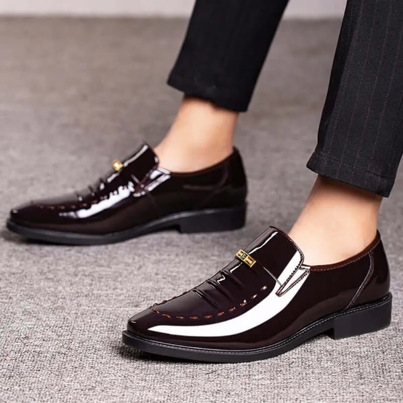 Men's Slip-On Patent Leather Loafers: Formal Polished Shoes