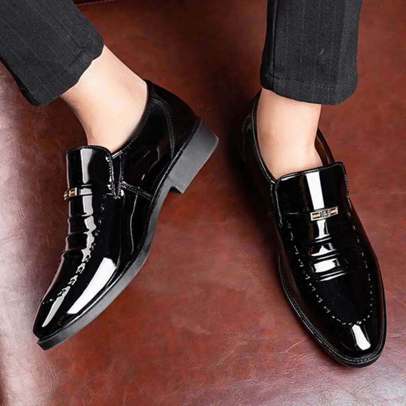 Men's Slip-On Patent Leather Loafers: Formal Polished Shoes