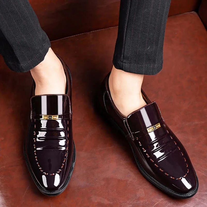 Men's Slip-On Patent Leather Loafers: Formal Polished Shoes