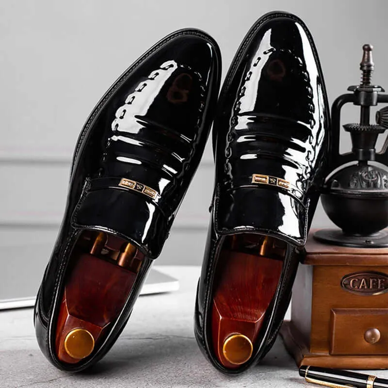 Men's Slip-On Patent Leather Loafers: Formal Polished Shoes