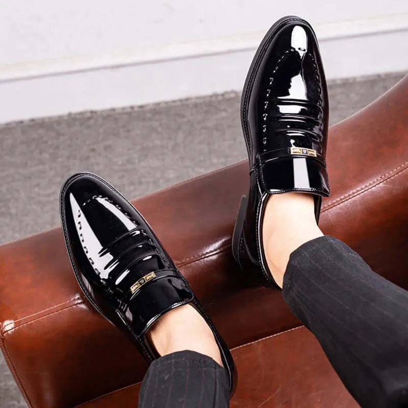 Men's Slip-On Patent Leather Loafers: Formal Polished Shoes