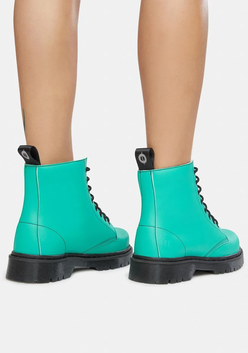 Mint Green 651 D Vegan Leather Lace-Up Boots