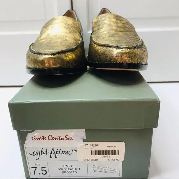 *New* EIGHT FIFTEEN Patti Gold Leather Loafers Size 7.5
