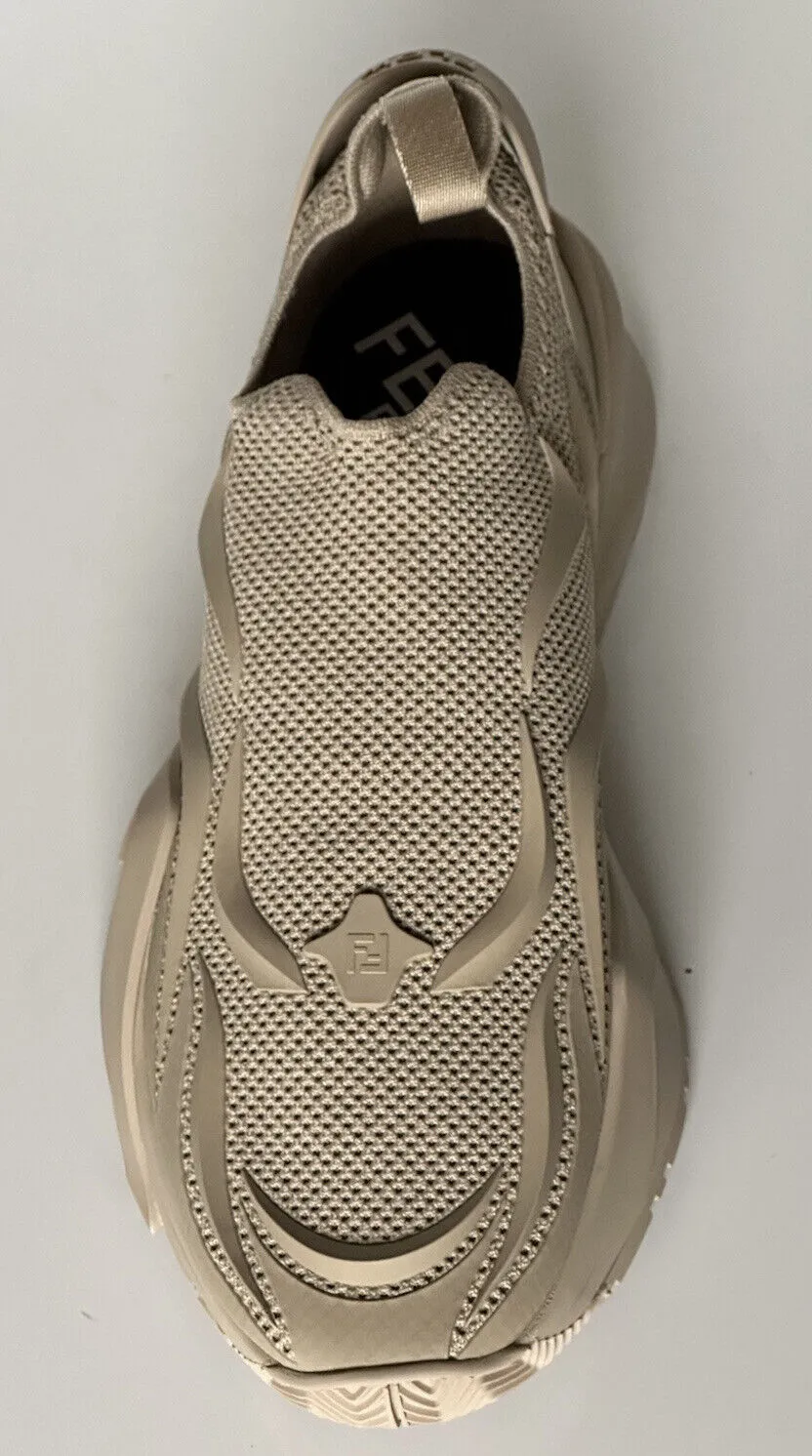 NIB 1050 Fendi Flow Men's Fabric Beige Sneakers 11 US (44 Euro) 7E1504 Italy