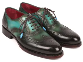 Paul Parkman Handmade Brown & Green Wingtip Oxfords