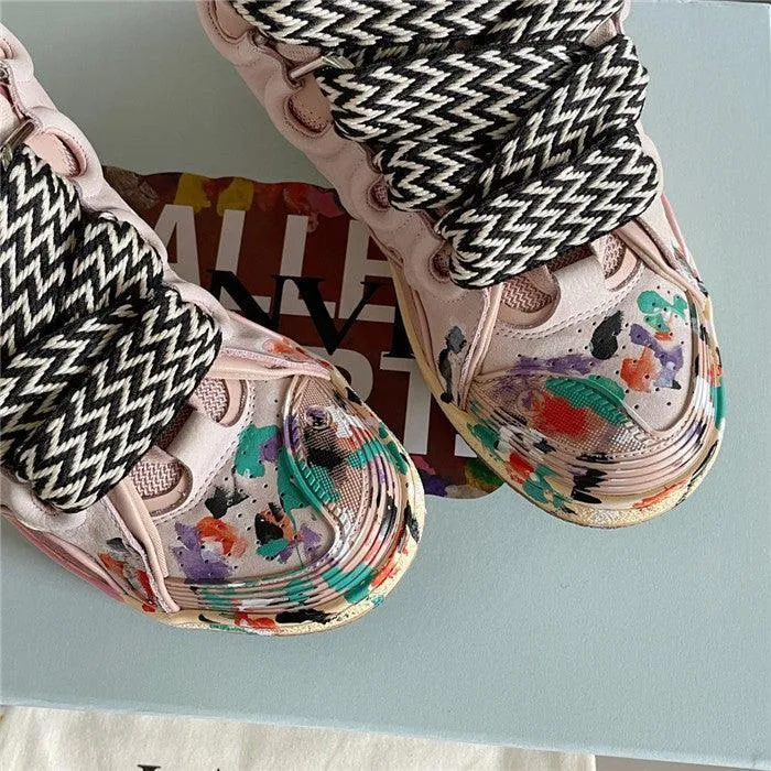 Premium Women New paint splatter low-top sneakers