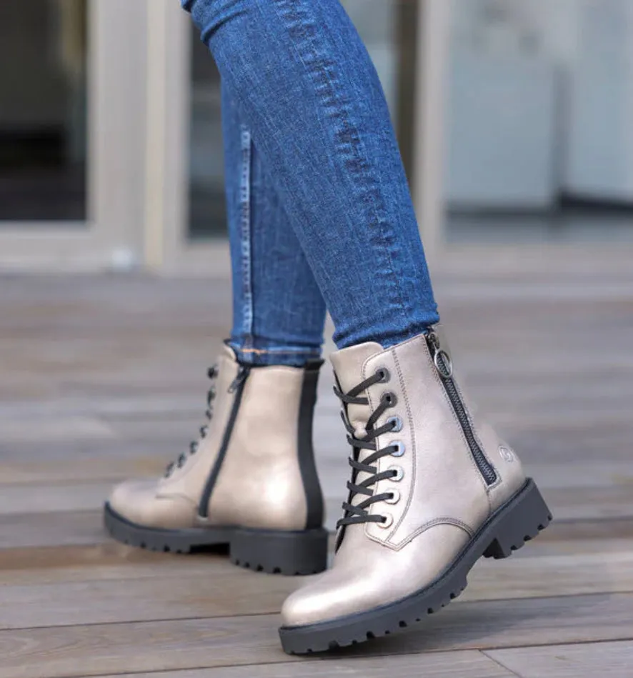 Remonte D8671-91 Rock Metallic Leather Ankle Boots