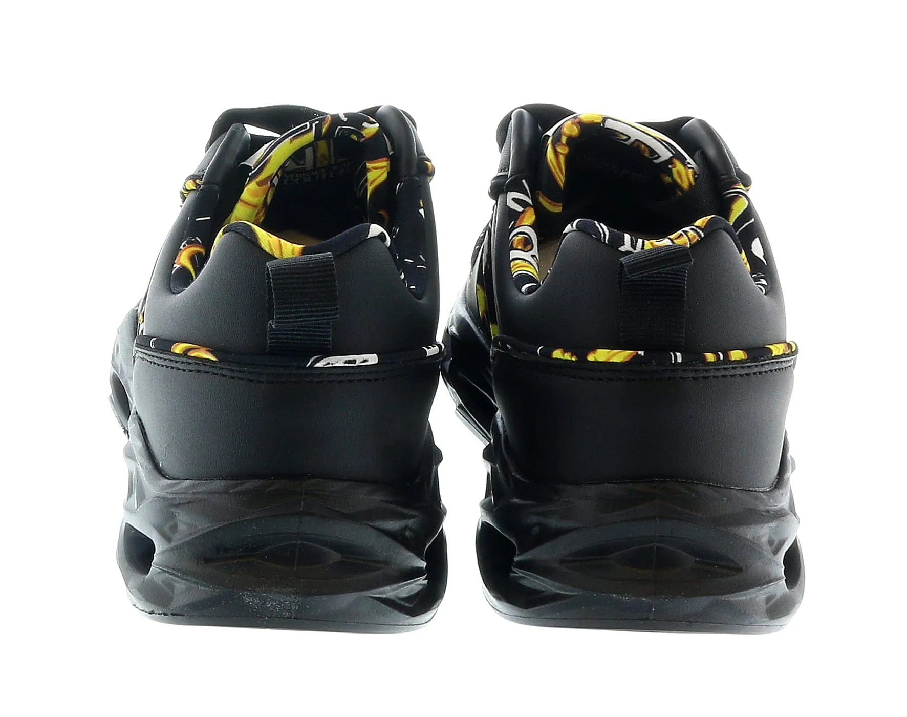 Versace Jeans Couture Low Top Signature Baroque Trim Black Sneakers-