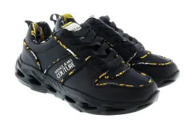 Versace Jeans Couture Low Top Signature Baroque Trim Black Sneakers-