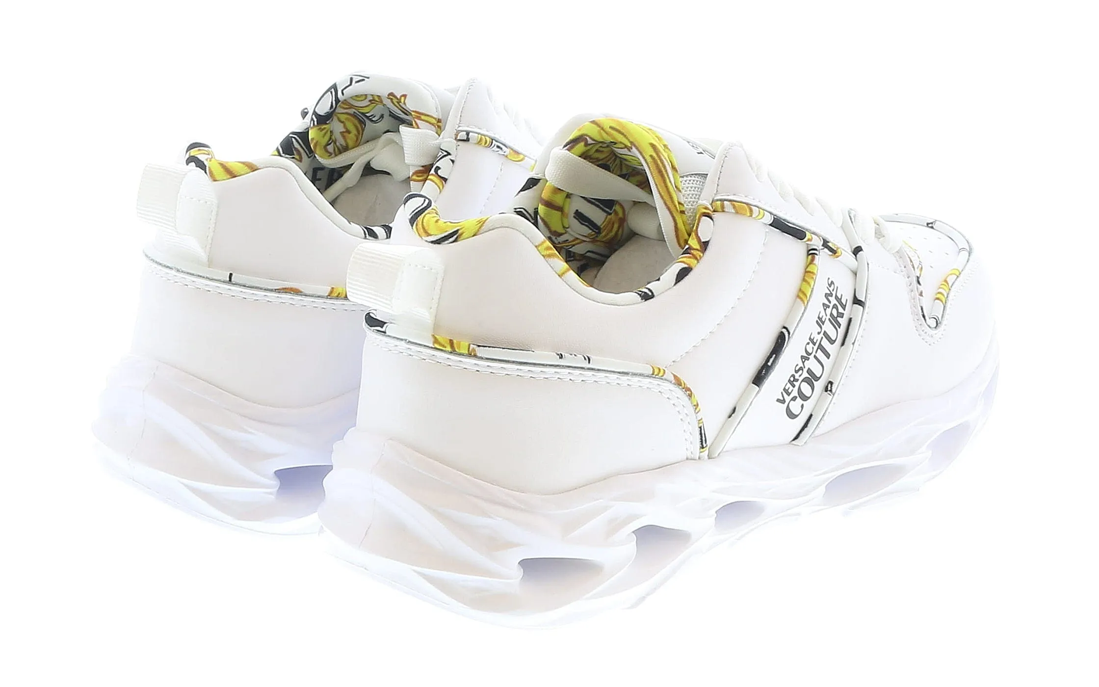 Versace Jeans Couture Low Top Signature Baroque Trim White Sneakers-